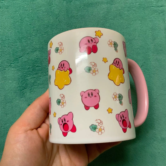 Mug "Kirby" bicolore rose Tinyneko.fr