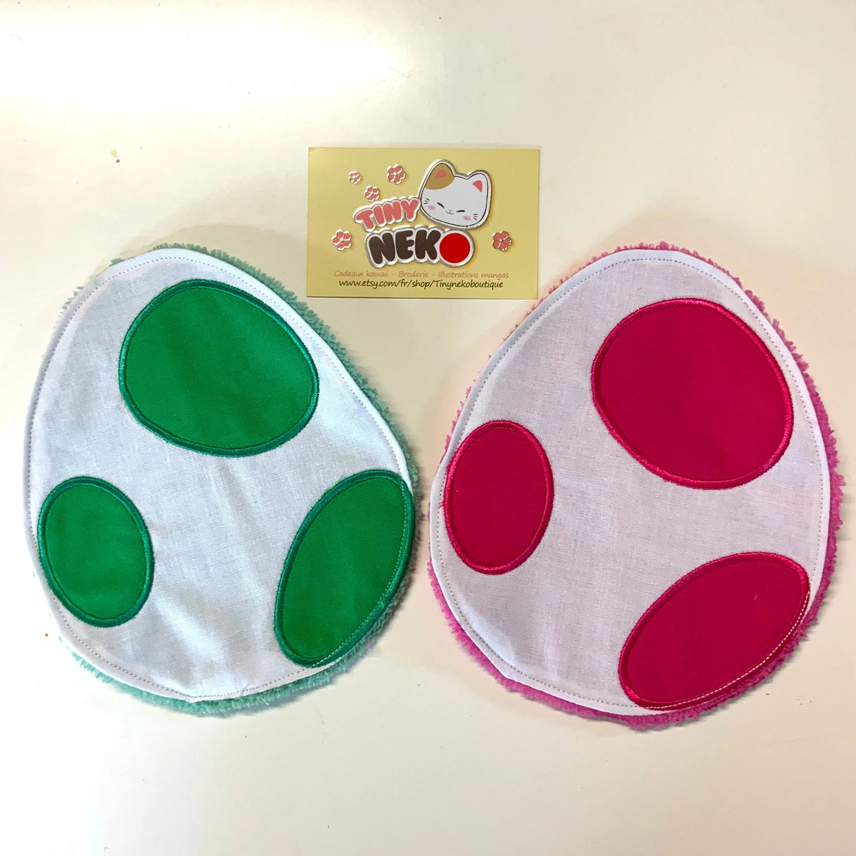 Lingette microfibre oeuf « Yoshi » Tinyneko.fr