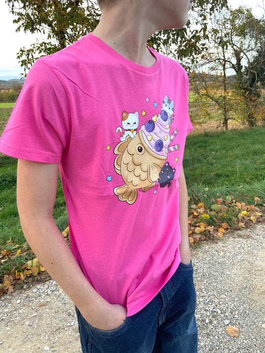 T-shirt kawaii taiyaki 3 chats Tinyneko.fr