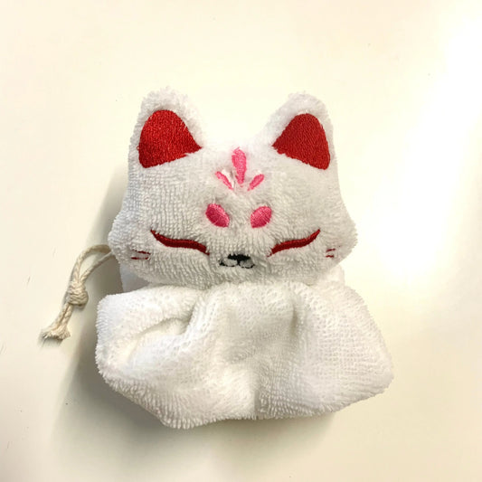 Fleur de douche kitsune micro éponge bambou Tinyneko.fr