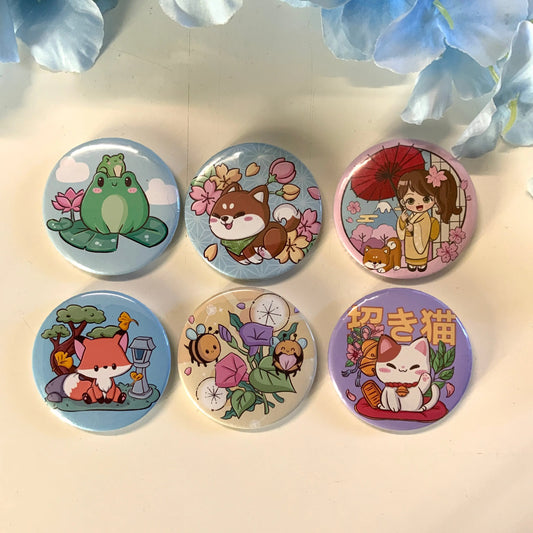Badge rond 5 cm motifs kawaii Tinyneko.fr