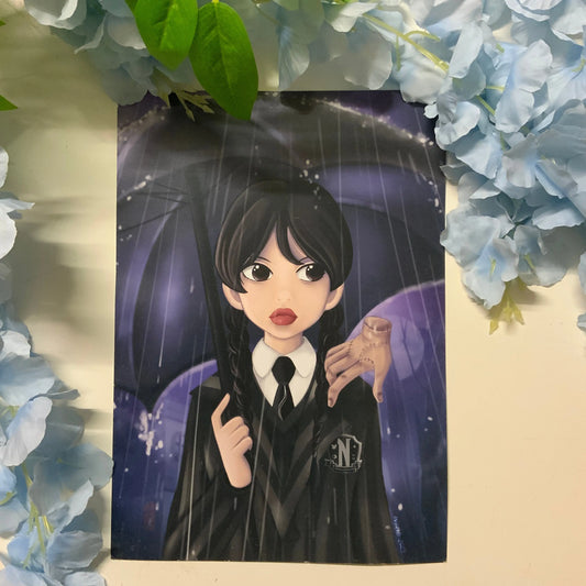 Print A4/A5 fan art « Mercredi Addams «. Tinyneko.fr