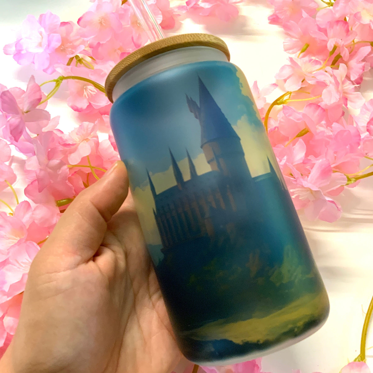 Destockage Verre à paille dépoli «Poudlard» Tinyneko.fr