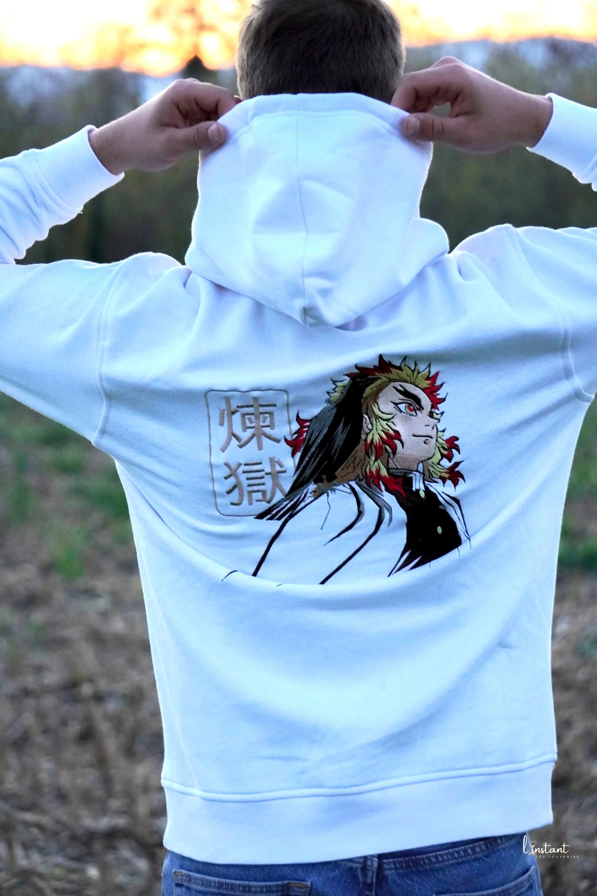 Sweat à capuche brodé « Rengoku « Demon slayer Tinyneko.fr