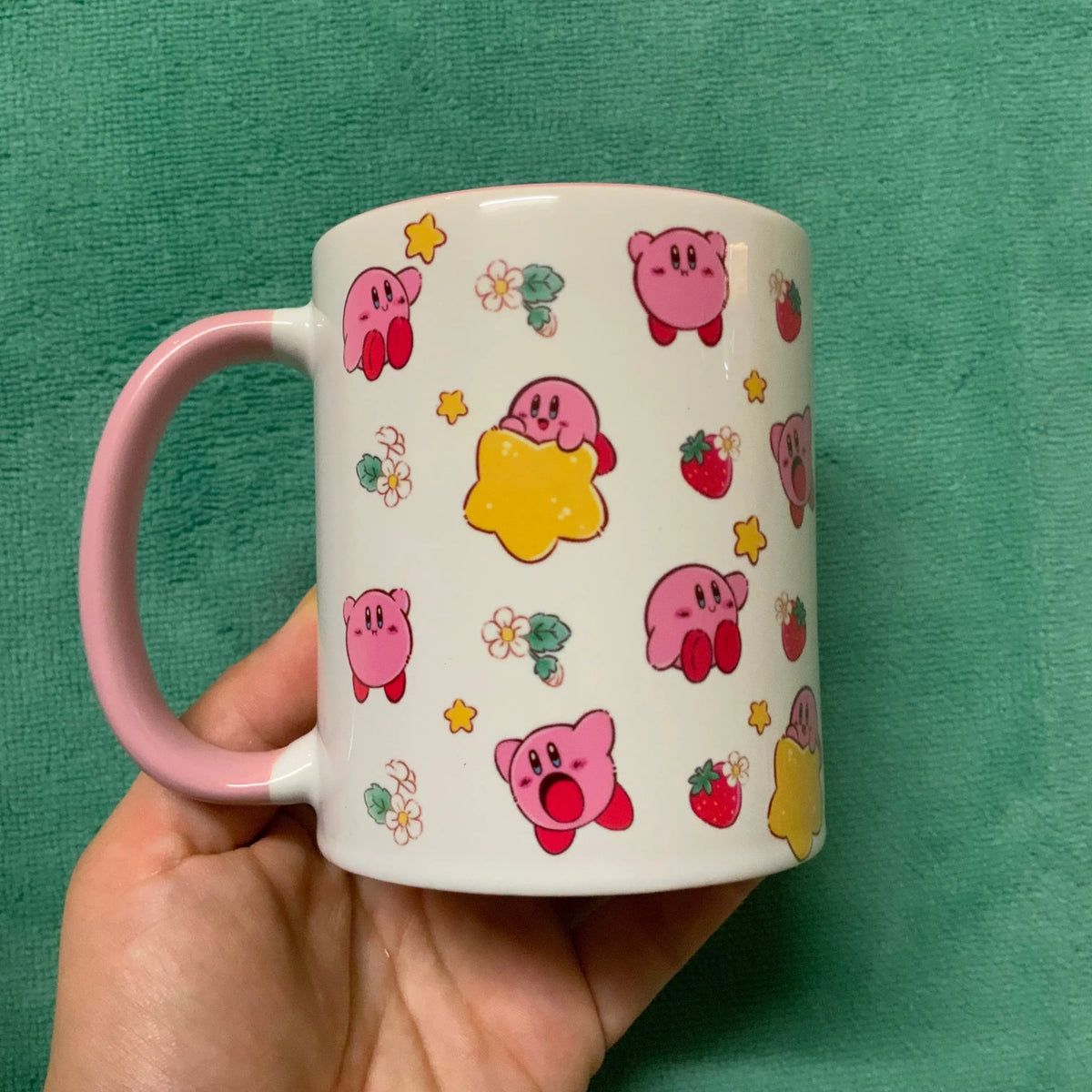 Mug "Kirby" bicolore rose Tinyneko.fr