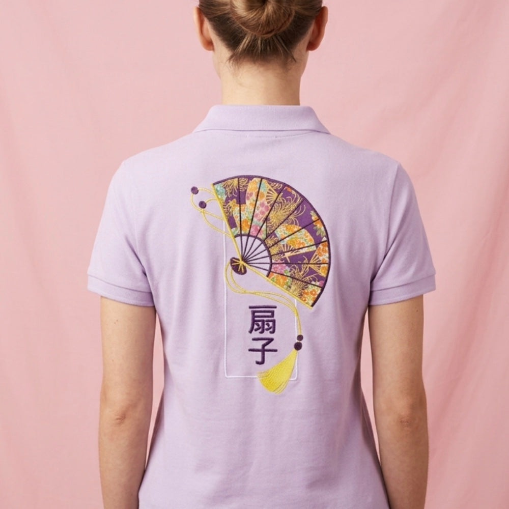 Polo-brode-eventail-applique-japon