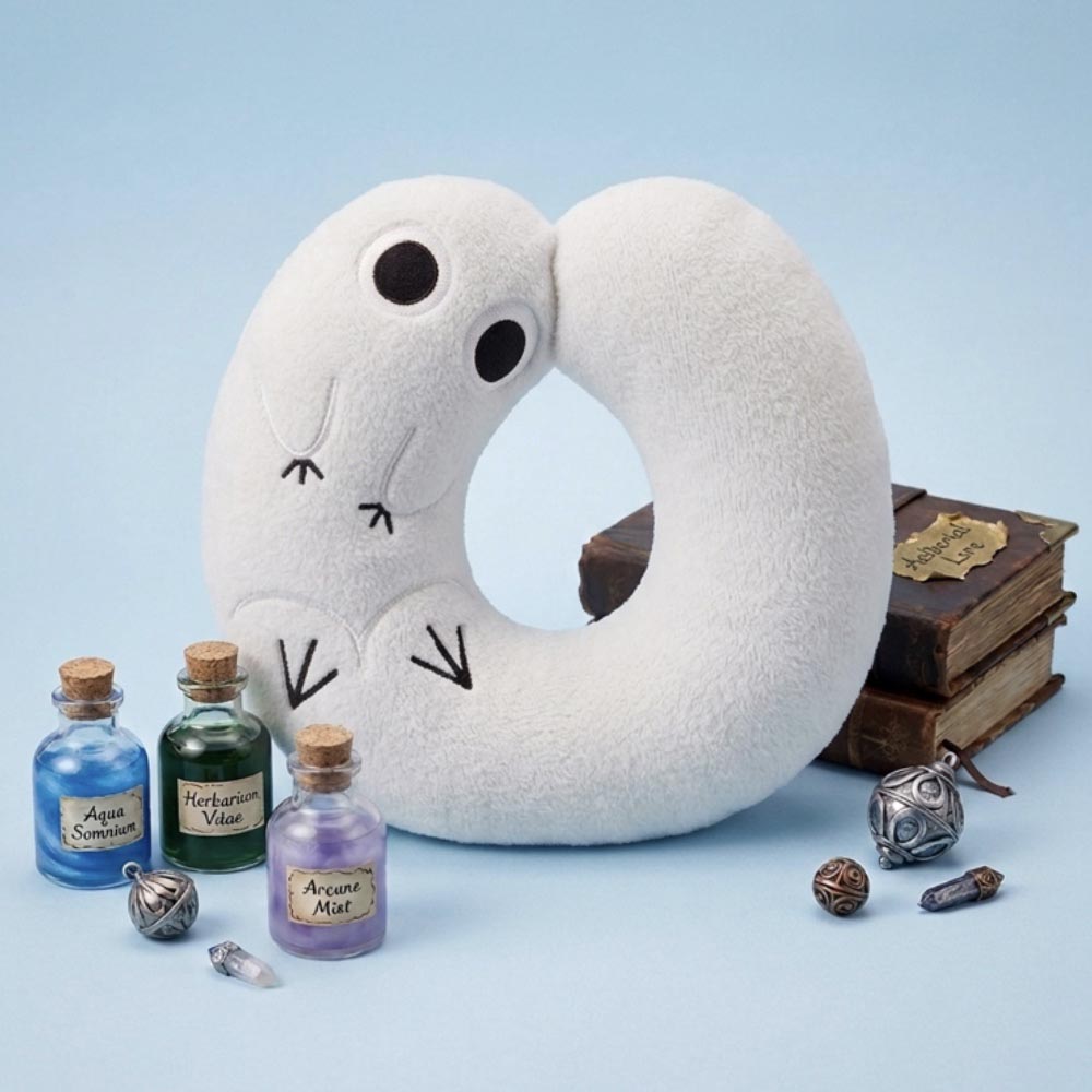 Coussin kawaii brodé de voyage Pinpin "l'atelier des sorciers "