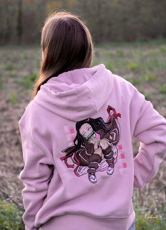 Sweat à capuche brodé « Nezuko « Demon slayer Tinyneko.fr