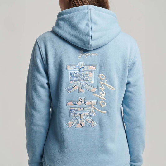 Sweat à capuche brodé "Tokyo" appliqué tissu japonais