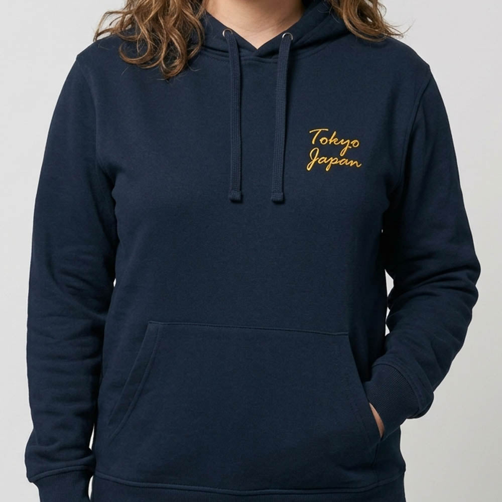 Sweat à capuche brodé "Tokyo" appliqué tissu japonais